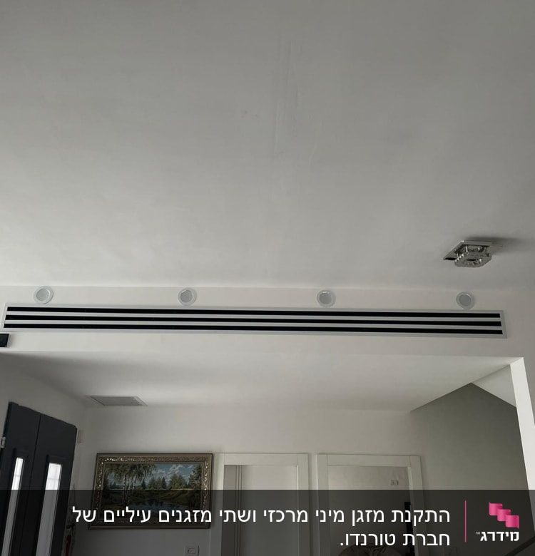 פתחי מיזוג אוויר בתקרה לבנה עם תאורה